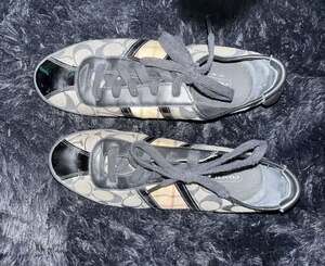 Coach Jayme Signature Canvas and Plaid Low Top Sneakers with Patent Leather Trim